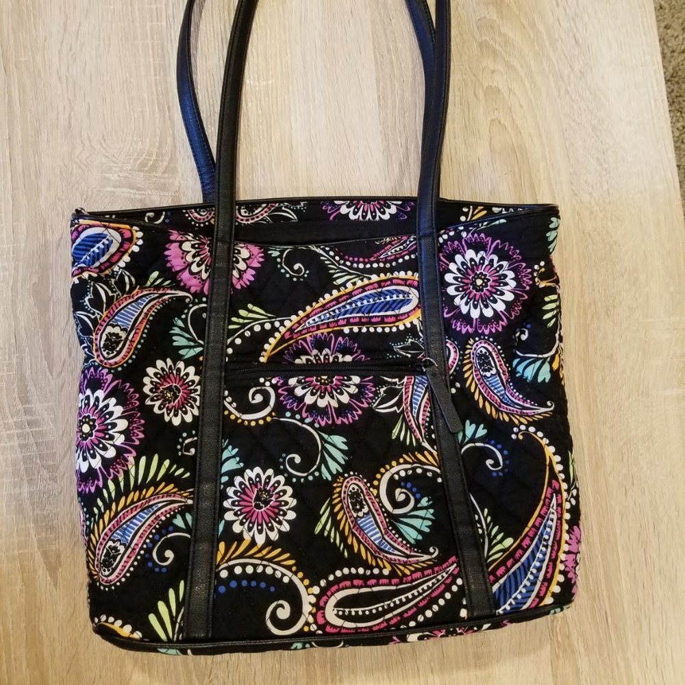 Vera Bradley Shoulder Tote - Black / Floral